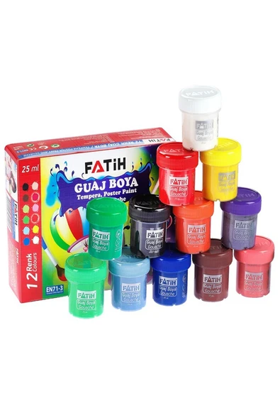 Alex Schoeller Çok Amaçlı Sanatsal Blok 35x50 200 gr 15 Yaprak Fatih 12 Renk 20 ml Guaj Boya Plastik Spatula Fırça - 5