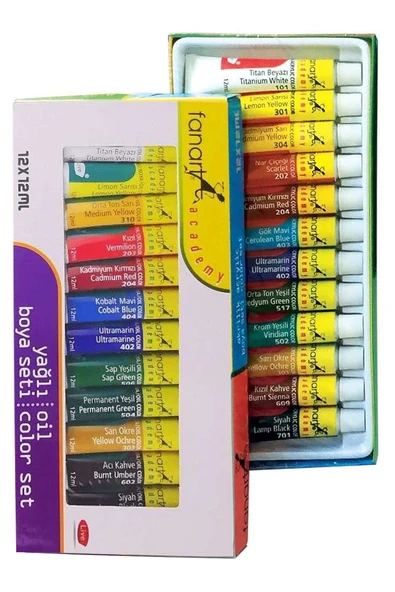 Alex Schoeller Çok Amaçlı Sanatsal Blok 35x50 200 gr 15 Yaprak Fanart 12 Renk 12 ml Yağlı Boya Plastik Spatula Fırça - 5