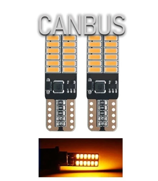 10 Adet T10 Led 12-24 Volt Park Plaka Tavan Ampulü 24 Ledli Turuncu - Resim 2