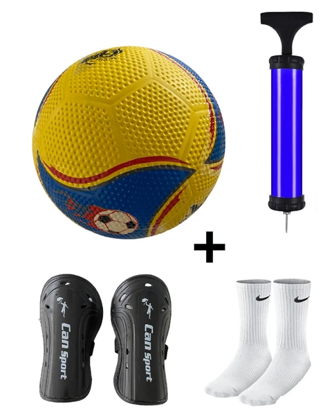 Maç Topu Dikişsiz Sert Zemin Futbol Topu Çim Topu+Tekmelik+Pompa+Çorap Seti - 4