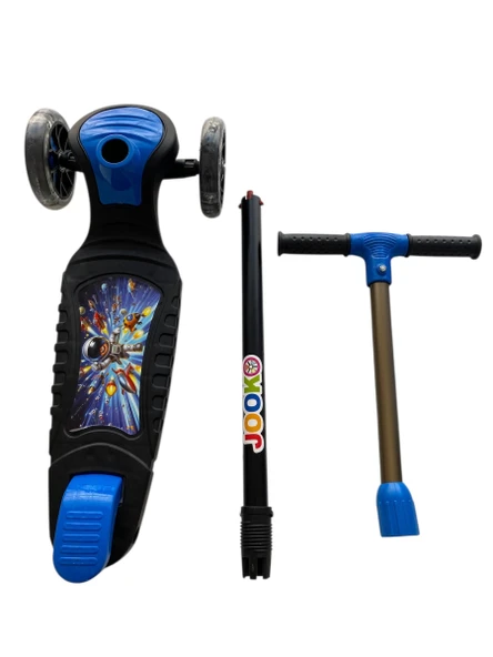 3 Tekerli Led Işıklı Scooter Yükseklik Ayarlı Mavi Scooter Max40kg - 2