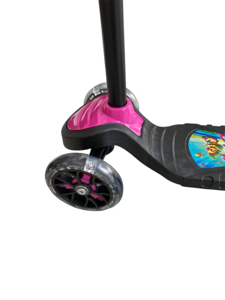 3 Tekerli Led Işıklı Scooter Yükseklik Ayarlı Pembe Scooter Max40kg - 3