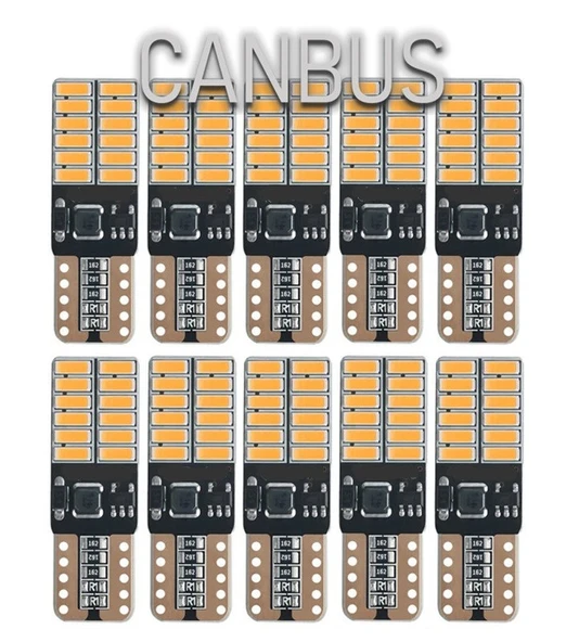 10 Adet T10 Led 12-24 Volt Park Plaka Tavan Ampulü 24 Ledli Turuncu ürün görseli