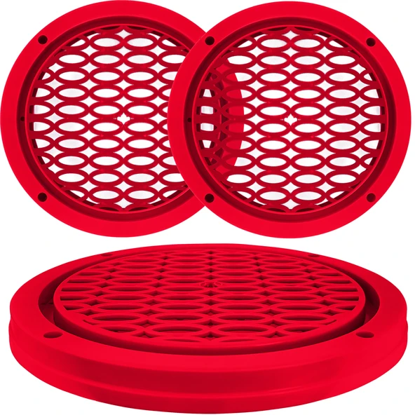 Renkli Hoparlör Kapak 16cm Led Takılabilir 2 Adet Kırmızı