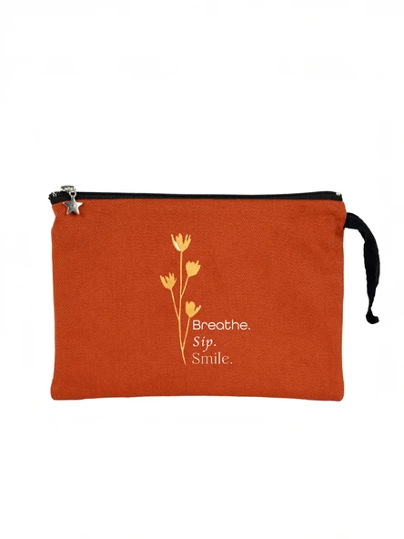 Breathe, Sip, Smile - Kiremit Clutch Çanta