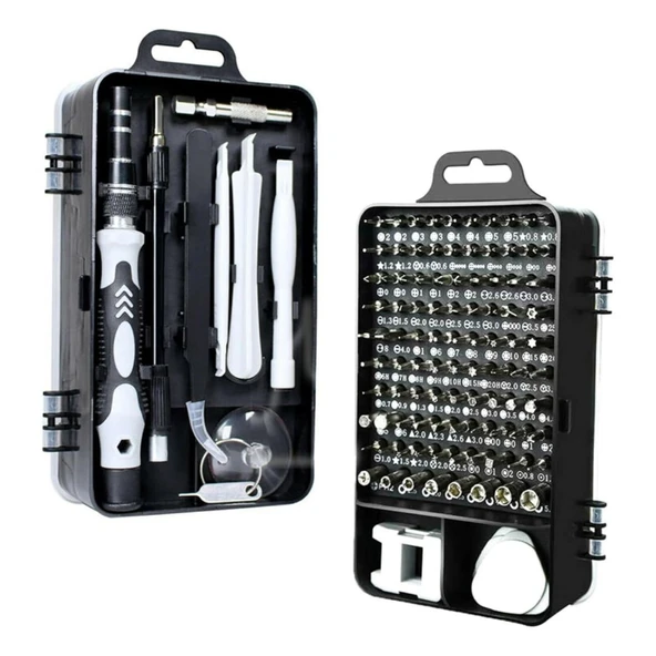 BUFFER® Hassas Tornavida Seti Bilgisayar Pc Telefon Onarım Aracı Seti Manyetik 115 in 1 Tornavida Seti
