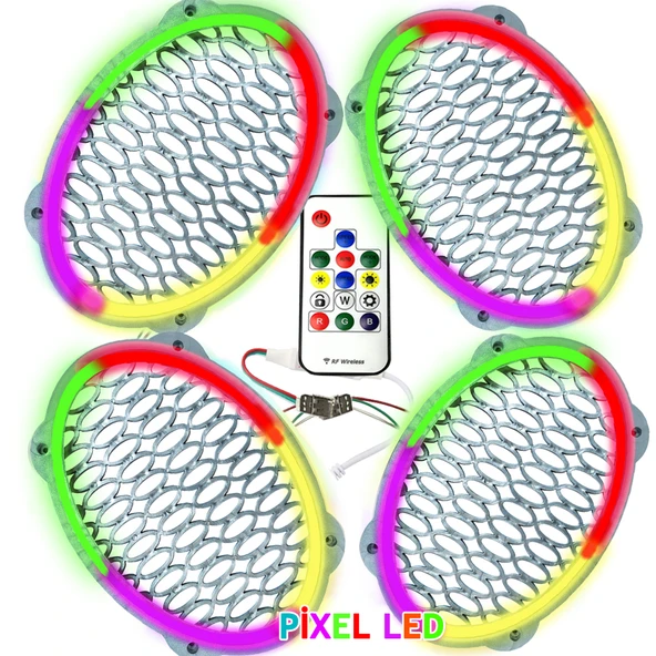 Pixel Ledli Oval Hoparlör Kapak Gümüş 4 Adet
