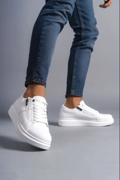Bağcıklı ve Fermuarlı Cilt Erkek Günlük Sneaker Ayakkabı - 2