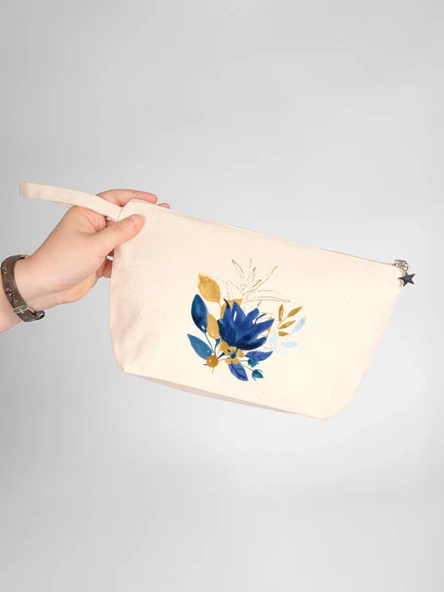 Çiçek Kolajı Detaylı Küçük Boy Alttan Körüklü Clutch Çanta