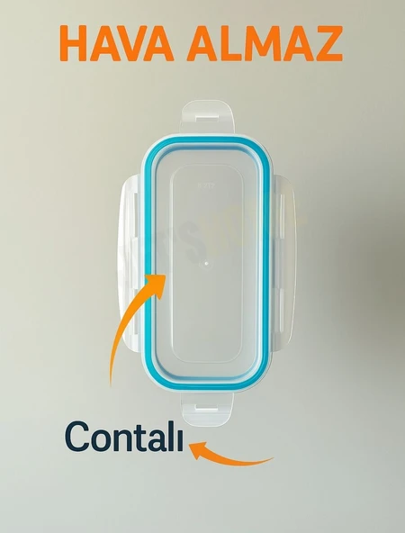 3'lü Vakumlu Saklama Kabı Seti Hava Almaz BPA Free Kilitlenebilir Gıda Erzak Kabı 1,9 L - Resim 3