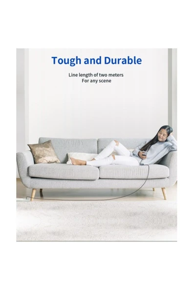 Premium Serisi Usb-A To Type-C 2 Metre Uzun Hızlı Şarj ve Data Kablosu CC0011 ürün görseli 1