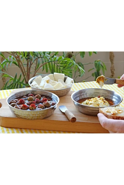 Otantik Nokta İşlemeli Çelik Kase (3'lü Set) - 4