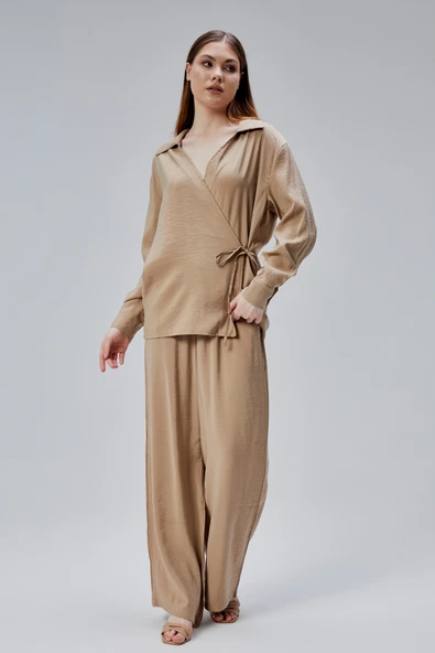 Vizon Salaş Kesim Geniş Paça Pantolon - 7