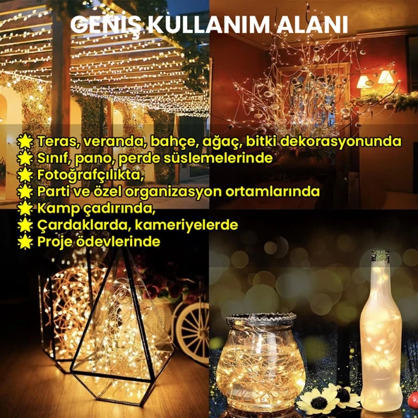 UpWay Güneş Enerjili Su Geçirmez 20 Metre Bahçe Veranda Balkon Teras Dekoratif 200 Led Işık - 6