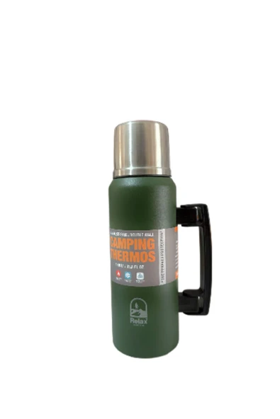 1.0 Litre Kulplu Paslanmaz Çelik Avcı Termos Yeşil - 4