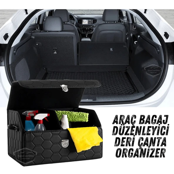 Araç Bagaj Düzenleyici Deri Çanta Organizer Deri Araba Çantası Oto Içi Eşya Aksesuarları Düzenleme Otomobil Aksesuar Malzeme Siyah Dikişli Kapitone