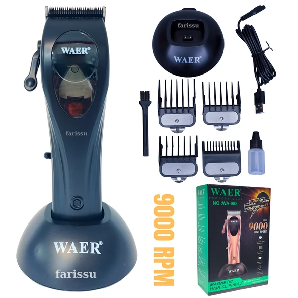 WA-088 9000 RPM Profesyonel Saç Kesme Makinesi | 2600mAh Batarya | 4 Taraklı | Şarj Standlı