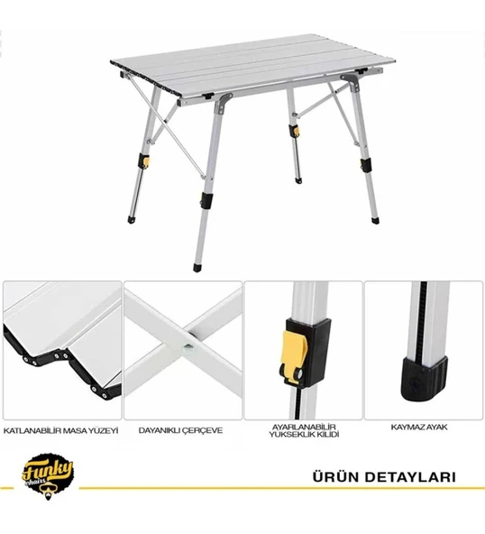 Elite XL Alüminyum Teleskopik Ayaklı Kamp Piknik Masası-Gri - 4