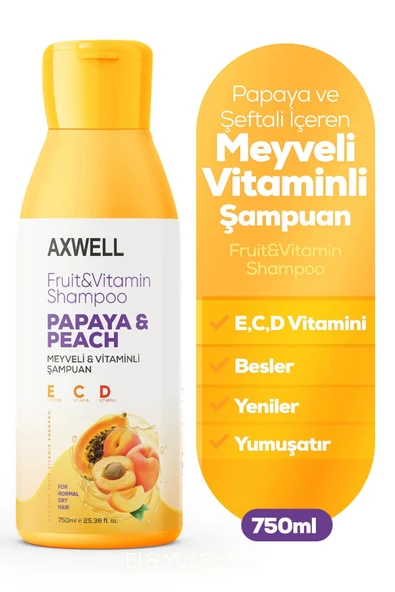 AXWELL Papaya & Şeftali Içeren Meyveli Vitaminli Şampuan