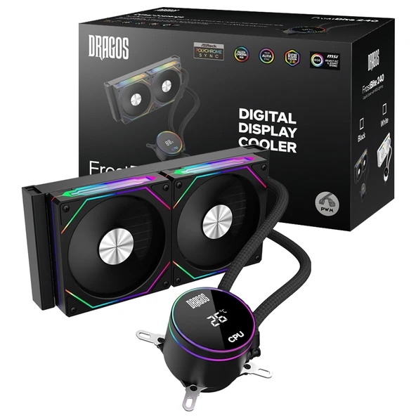 Dragos FrostBite 240 Intel-AMD 240MM Isı Göstergeli ARGB Siyah Sıvı Soğutucu