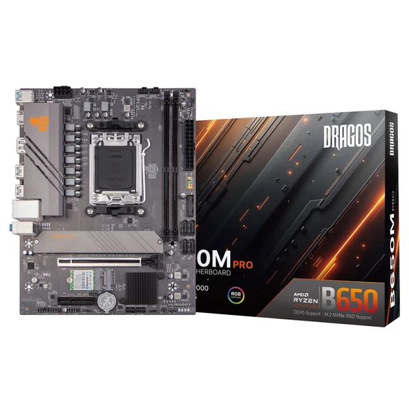 Dragos B650M Gaming Pro D5 Wi-Fİ,BT,M2 DDR5 6800MHz Usb 3.2 Hdmi Dp Ses 2.5 G.Lan AM5 mATX Anakart