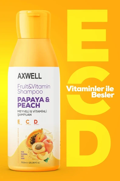 AXWELL Papaya & Şeftali Içeren Meyveli Vitaminli Şampuan - 3
