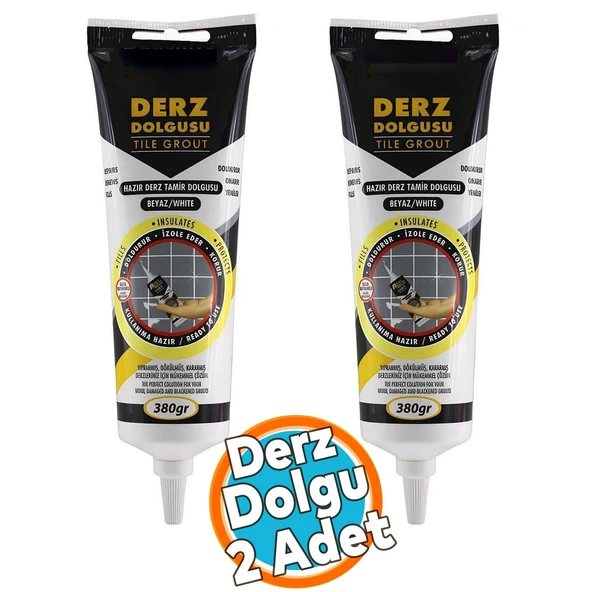 Derz Dolgu Fayans Seramik Mermer Yer Duvar İçin Tamir Wc Banyo Tadilat Beyaz 380 Gr 2 Adet