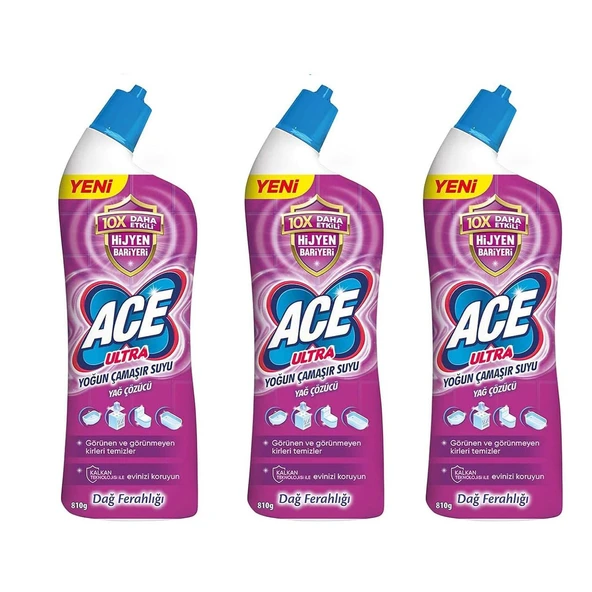 Ace Ultra Yağ Çözücü 750 ml Dağ Ferahlığı x 3 Adet