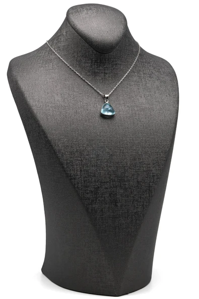 Topaz Doğal Taş 925 Ayar Gümüş Kolye - Resim 2