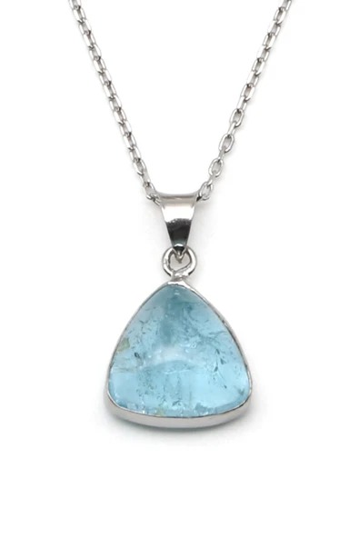 Topaz Doğal Taş 925 Ayar Gümüş Kolye ürün görseli