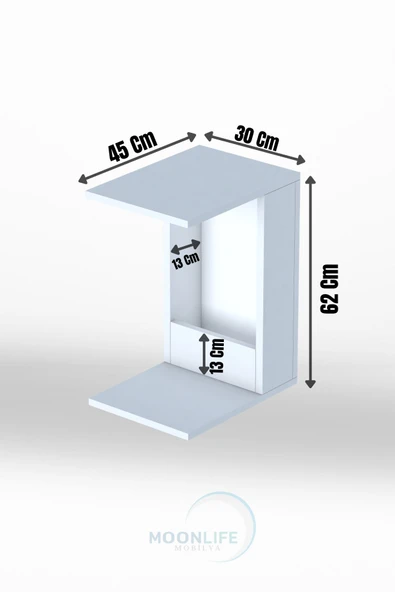 Damla Yan Sehpa Ceviz - Resim 6