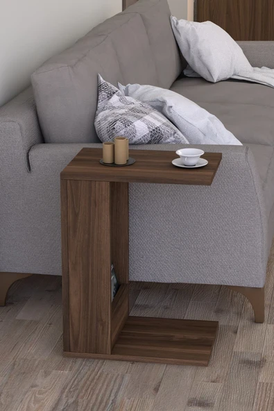 Damla Yan Sehpa Ceviz ürün görseli 1