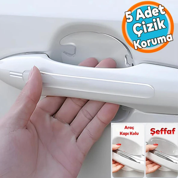 Otomobil Araba Araç Kapı Kolu Kendinden Yapışkanlı 85x75 mm Çizik Önleyici Koruyucu Bandı 5'li Bant