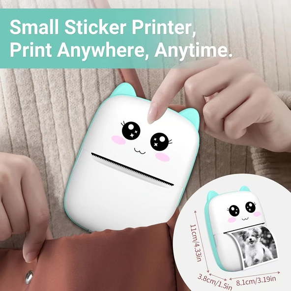 Kablosuz Bağlantı Özellikli Taşınabilir Mini Termal Yazıcı, USB Şarj Edilebilir