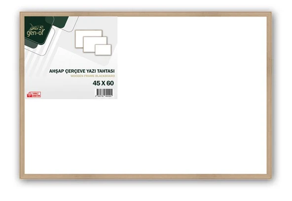Gen-Of 45x60 Ahşap Çerçeve Duvara Monte Beyaz Yazı Tahtası