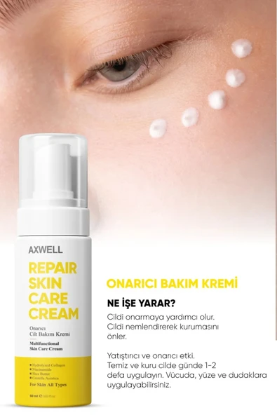 AXWELL Centella Asiatica Collagen Niacinamide Shea Butter İçeren Yatıştırıcı Onarıcı Nemlendirici Krem - 5