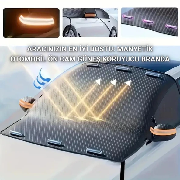 Coofbe Manyetik Oxford Kumaş Araç Ön Cam Koruyucu Branda Araç Ön Cam Güneşlik Araç Kar Don Brandası - 4