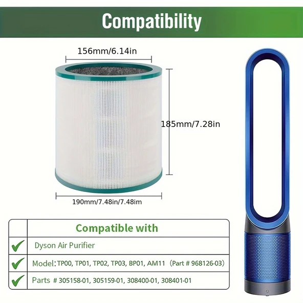 Dysn Premium HEPA Filtre TP00/TP01/TP02/TP03/BP01/AM11 Modelleriyle Uyumlu - 2