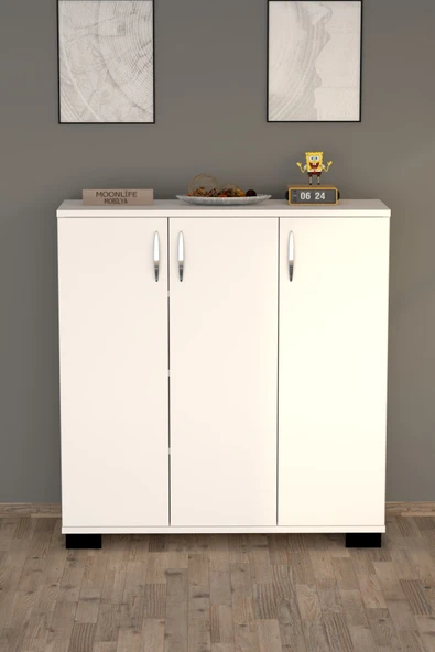 Florida Çok Amaçlı 3 Kapaklı Dolap Beyaz ürün görseli 1