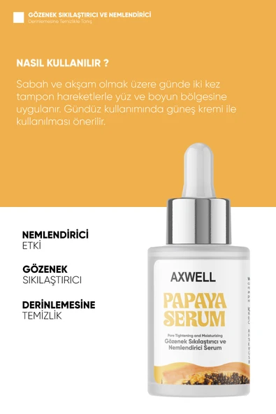 AXWELL Papaya Özlü Gözenek Sıkılaştırıcı & Nemlendirici & Aydınlatıcı Cilt Serumu - 4
