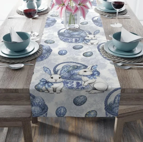 Chinoiserie Bunny Tavşan Desen Ranır - Runner