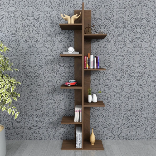 Karo Dekoratif Kitaplık Ceviz - 3