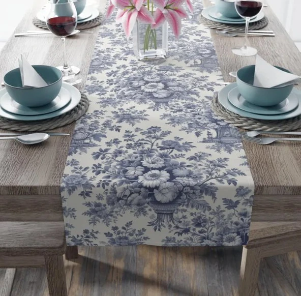 Chinoiserie Mavi Desen Ranır - Runner