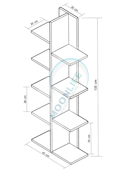 Karo Dekoratif Kitaplık Ceviz - Resim 2