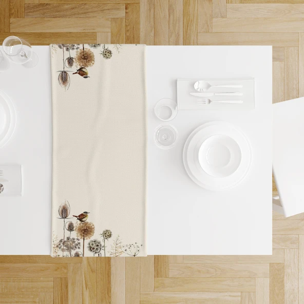 Vintage Dandelion Desenli Ranır - Runner - 3