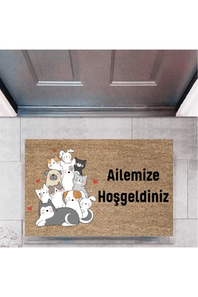 KUZGUN TİCARET Kapı Önü Paspası Dekoratif Dijital Baskı Kişiye Özel P-2413