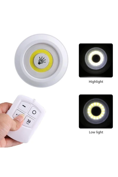 KUZGUN TİCARET Uzaktan Kumandalı Yapışkanlı 3’lü Led Spot Lamba (4767) - Kuzgun Ticaret