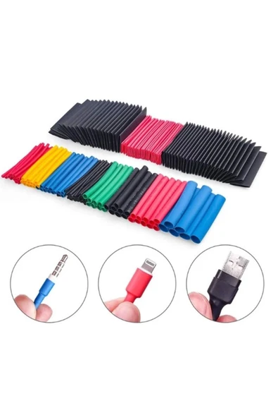 KUZGUN TİCARET Pratik 560 Parça Set Isıyla Daralan Makaron Kablo Koruyucu Kılıf Kuzgun Ticaret