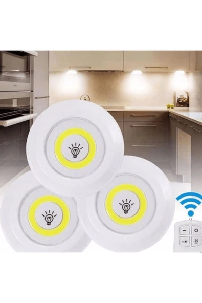 KUZGUN TİCARET Uzaktan Kumandalı Yapışkanlı Led Spot Lamba Wt-364 - Kuzgun Ticaret