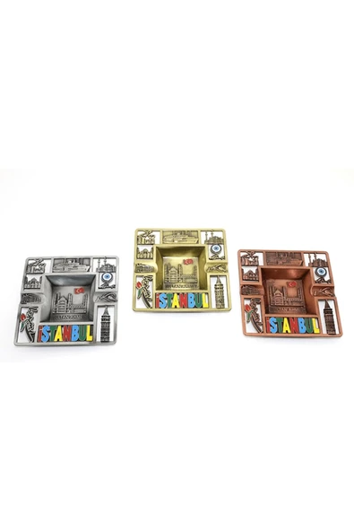 KUZGUN TİCARET Metal İstanbul Temalı Yöresel Metal Küllük 2alk87 - Kuzgun Ticaret